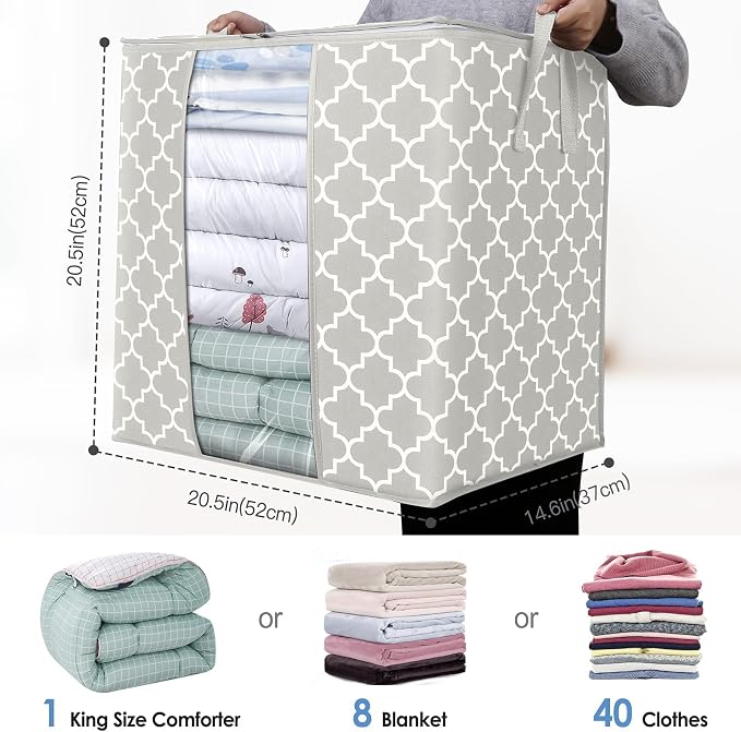 WISELIFE Storage Bags 4 Pack/100L Large Blanket Clothes Organization and - Image 3