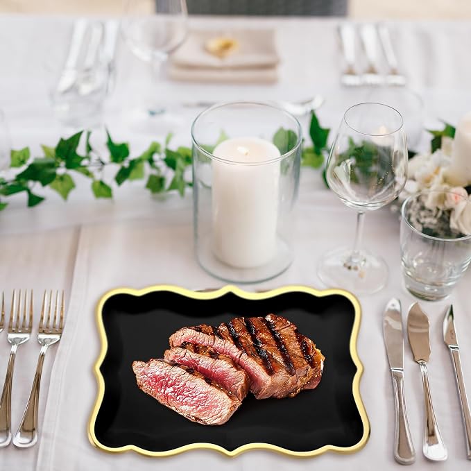Havawish 24 Pcs 9" x 13" Black Disposable Paper Serving Trays and Platters Food - Image 5