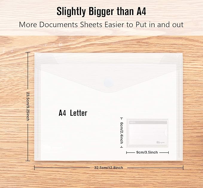ABSOFINE 25 Pack Transparent Plastic Envelope Folders, A4 Letter Size, 100% - Image 4