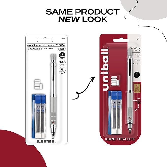 UNI uniball Kuru Toga Elite Mechanical Pencil Starter Kit, HB #2 - Image 4