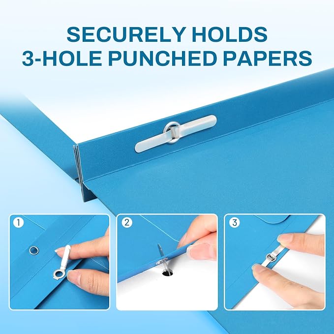 SUNEE 2 Pocket Folders with Prongs, Paper Folders with 2 Pockets and 3 Prongs - Image 3