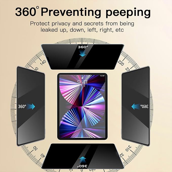360° Privacy Screen Protector for iPad Air 11 inch M2 2024, Privacy Screen - Image 2