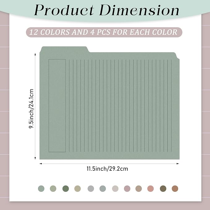 Cholemy 48 Pack Manila Lined Decorative File Folders, Letter Size, 1/3 Cut Tab - Image 2