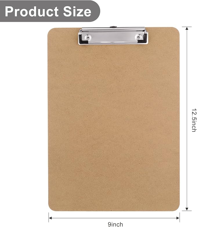 Wood Clipboards Set of 2, Letter Size Hardboard Clip Board 8.5x11 | A4 Standard - Image 2