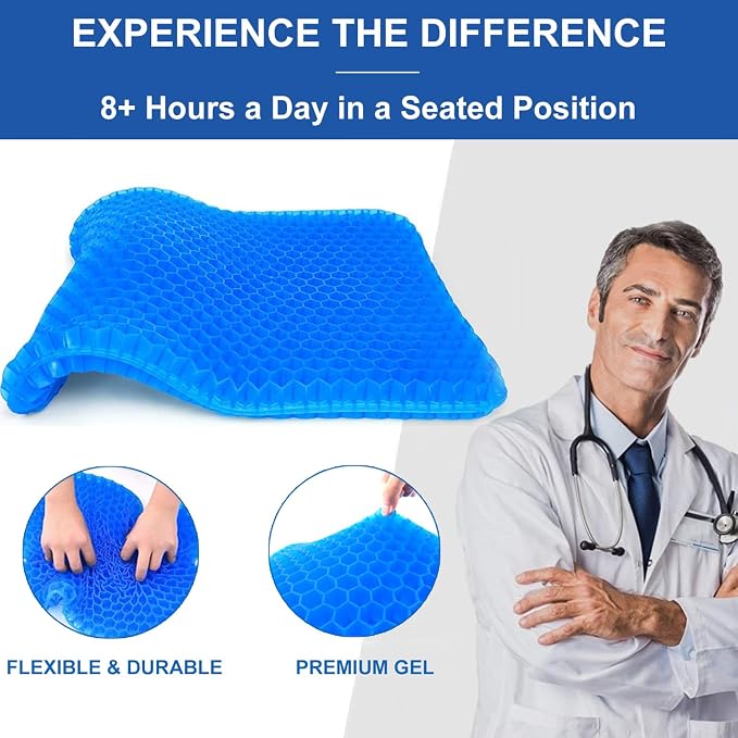 Gel Seat Cushion for Long Sitting Pressure Relief - Image 4