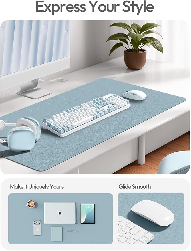 YSAGi Leather Desk Pad Protector, Office Desk Mat, Large Mouse Pad, Non-Slip PU - Image 3