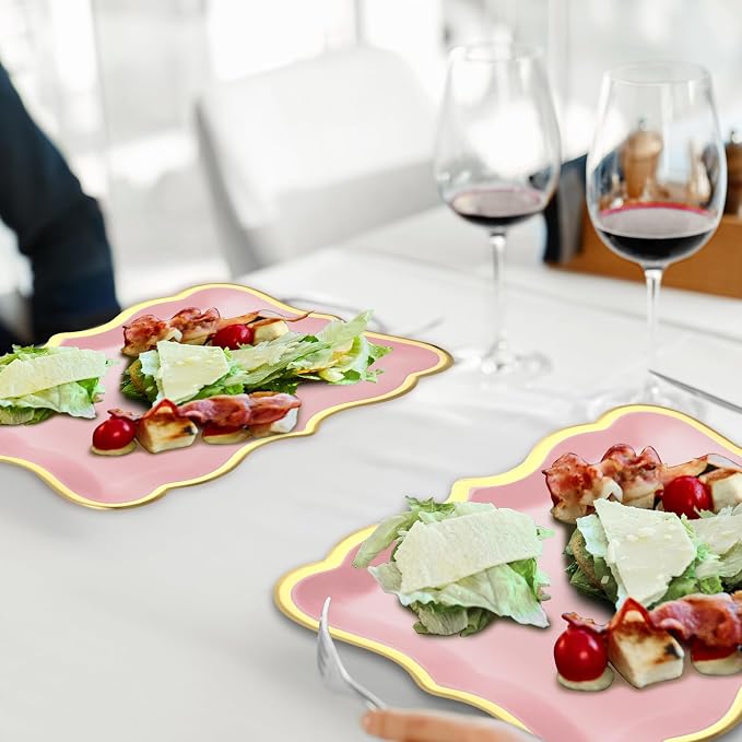 Havawish 24 Pcs 9" x 13" Pink Disposable Paper Serving Trays and Platters Food - Image 7