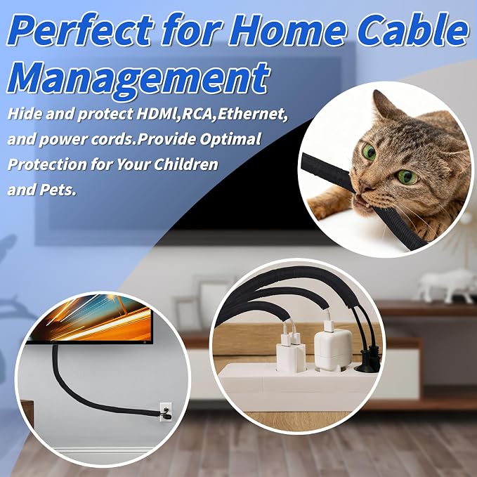 15FT Split Braided Sleeve Cable Management, 1/2 Inch Wire Loom Tubing Cord - Image 5