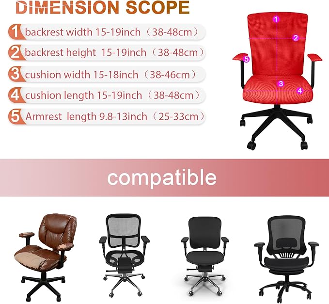 Tallew 4 Pcs Office Chair Covers Set Computer Universal Protective Stretchable - Image 3
