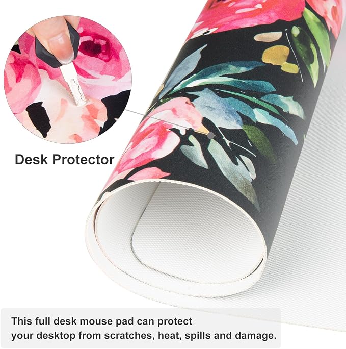 QiyI Large Mouse Pad, Floral Desk Mat - Image 5