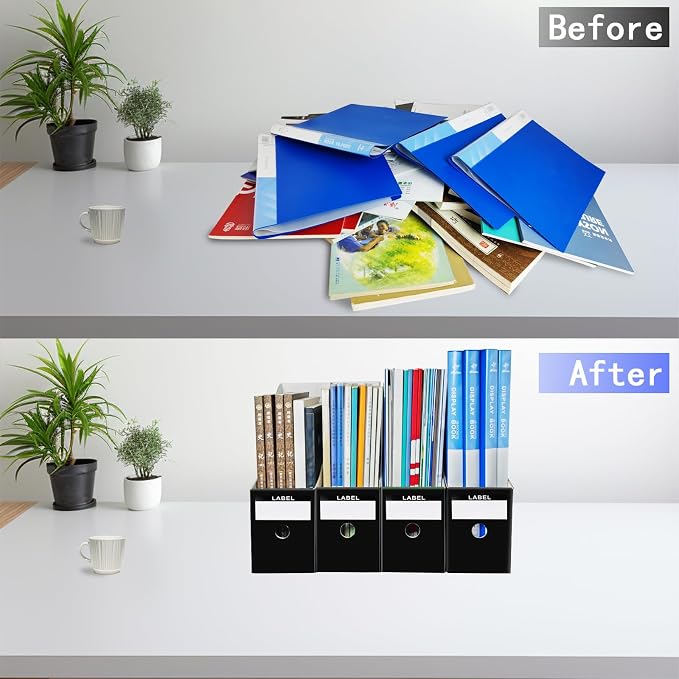 Limitliho 2 Pack Black Cardboard Magazine File Holder - Image 5