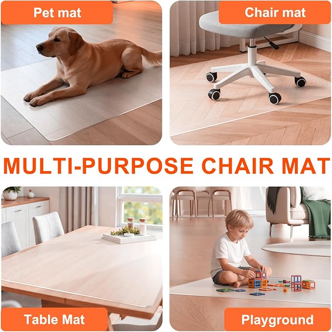 Clear Chair Mat for Hard Floor, Rectangle | Durable Thick PVC, Anti-slip Grip - Image 7