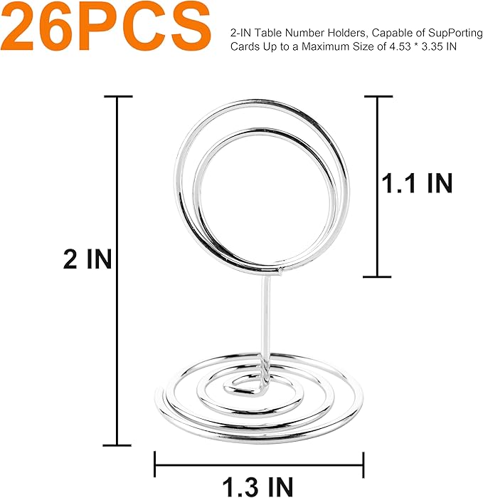 Hoewina 26Pcs Place Card Holder, Table Number Holders, Wire Picture Holder - Image 2