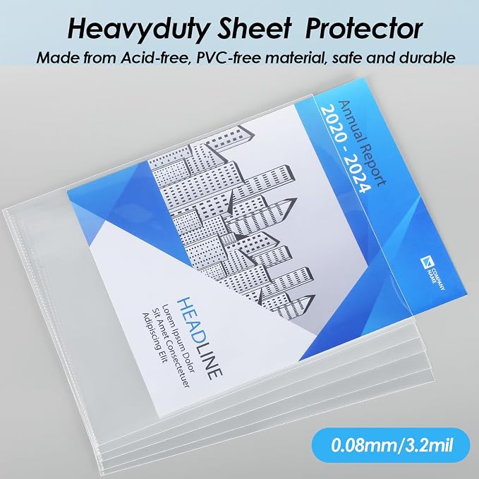 KTRIO No Holes Sheet Protectors 8.5 x 11, 100 Pack Heavy Duty Paper Sleeves | - Image 4
