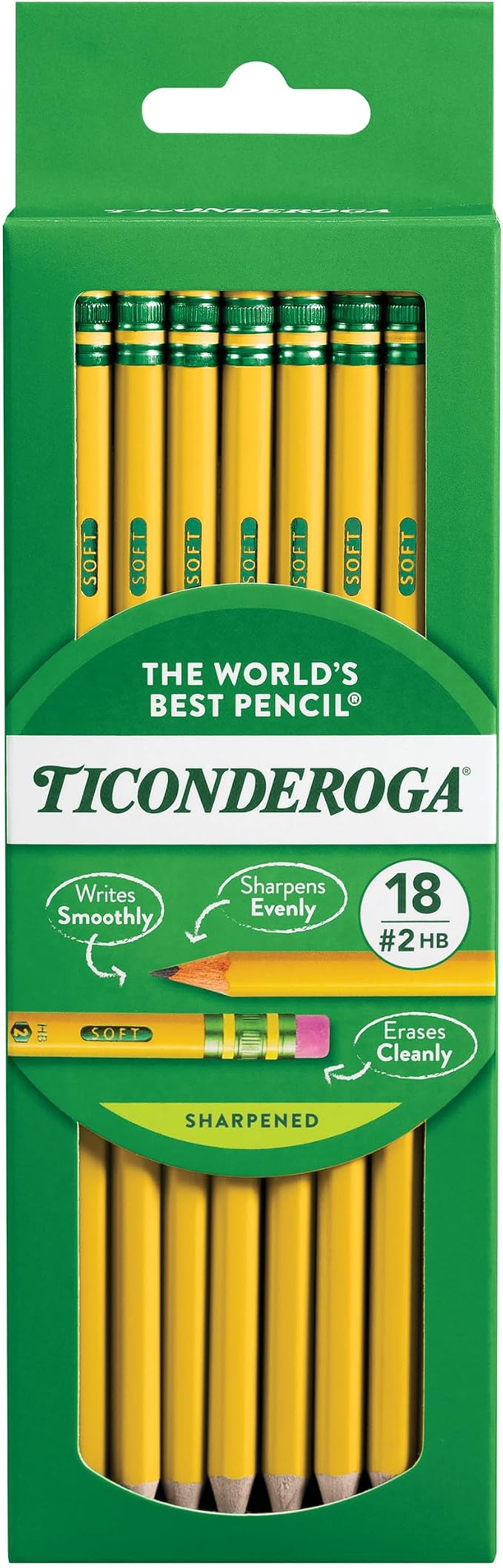 Ticonderoga Wood-Cased Pencils, Pre-Sharpened, #2 HB Soft by Ticonderoga