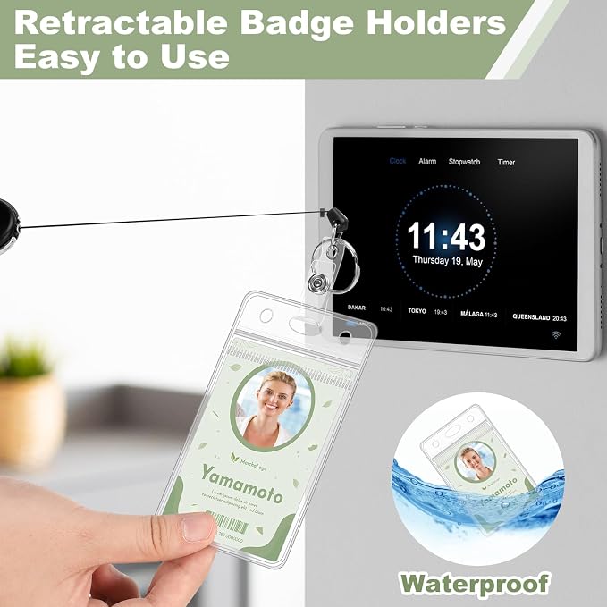 5 Pack ID Badge Holder with Badge Reels Retractable Clip Heavy Duty Vertical - Image 6