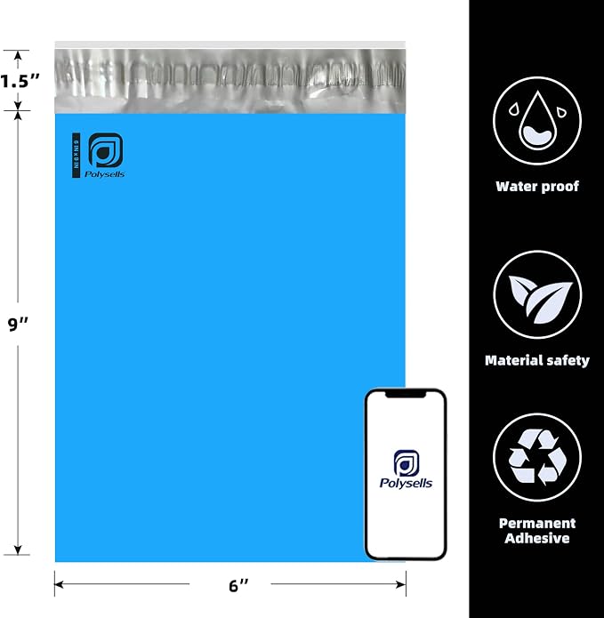 POLYSELLS 200 pcs 6x9 Inches Blue Poly Mailers Shipping Envelopes, Strong - Image 2