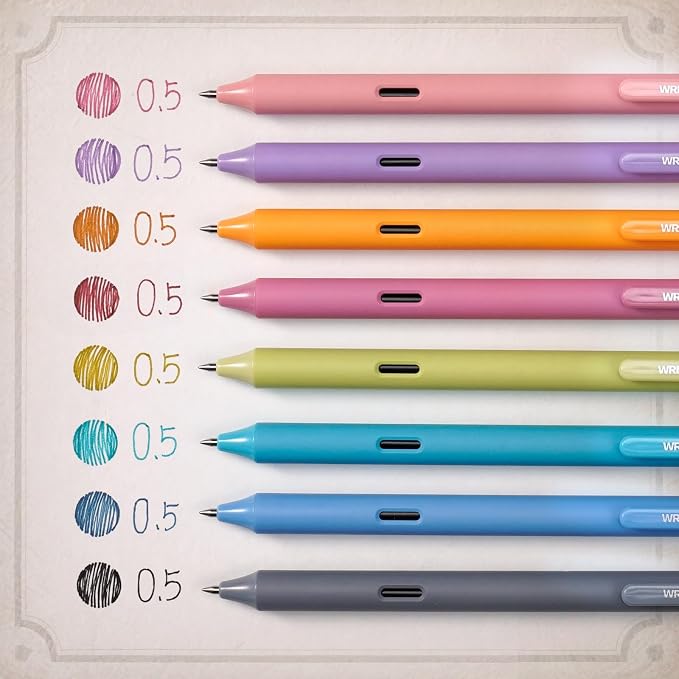 WRITECH Fine Point Gel Pens: 8ct 0.5mm Multi Colored Ink Colors Retractable Pen - Image 3