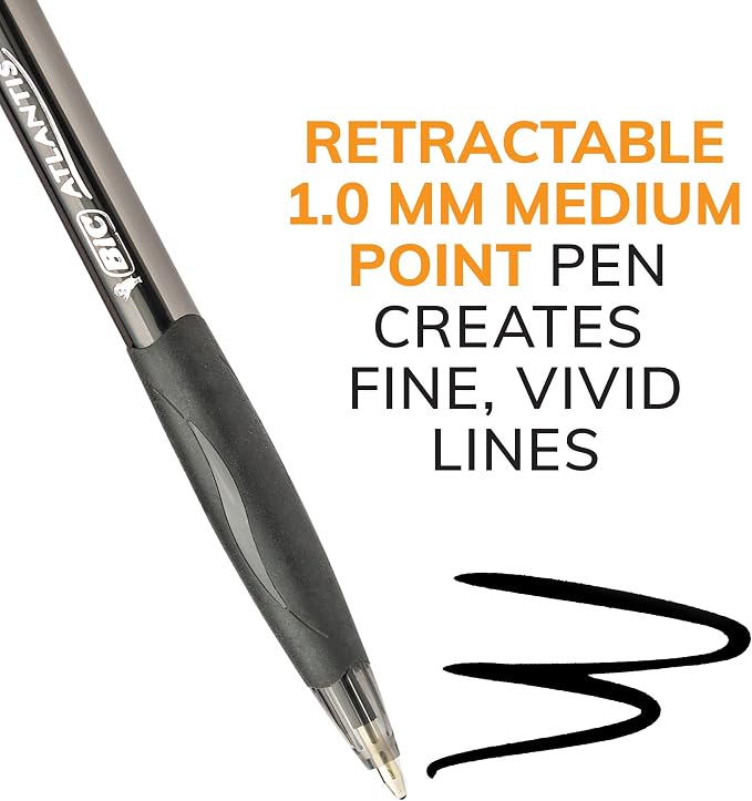 BIC Black Ballpoint Pens, Medium Point 1.0mm | Retractable | Ultra Smooth - Image 2