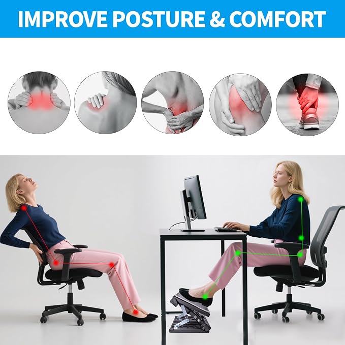 Scalebeard Foot Rest for Under Desk at Work, Height Adjustable Infinite Angle - Image 5