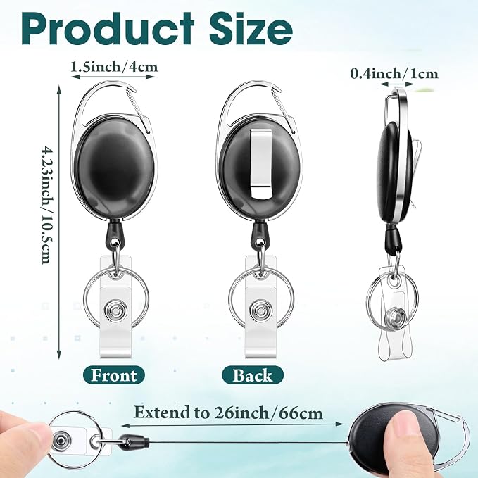 Honoson 30 Pcs Heavy Duty Retractable Badge Reels Batch ID Badge Holder - Image 2