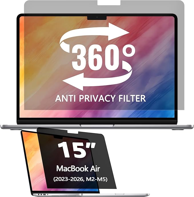 360° Privacy Screen Protector for MacBook Air 15 inch, Privacy Screen Filter by Halloive