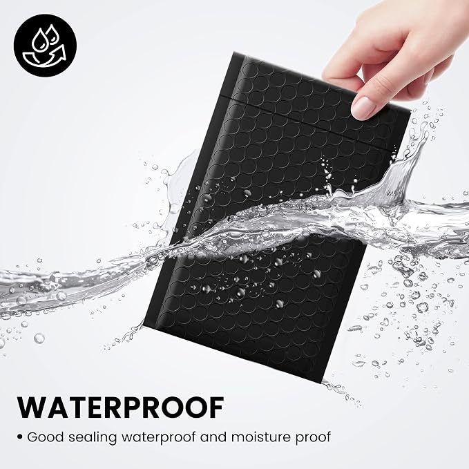 Fuxury Black Bubble Mailers 4x8" 100 Pack Waterproof Padded Envelopes Usable - Image 4