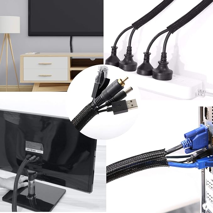25ft - 1 inch Braided Cable Management Sleeve Cord Protector - Self-Wrapping - Image 5