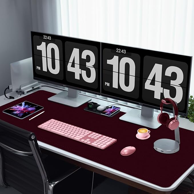 Large Desk Mat 35.4" x 17", PU Leather Desk Pad Protector, Non-Slip Large Mouse - Image 5