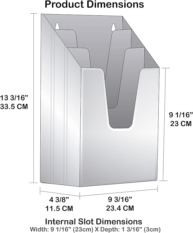 Acrimet Vertical Triple File Folder Holder Organizer, File Sorter - Image 9