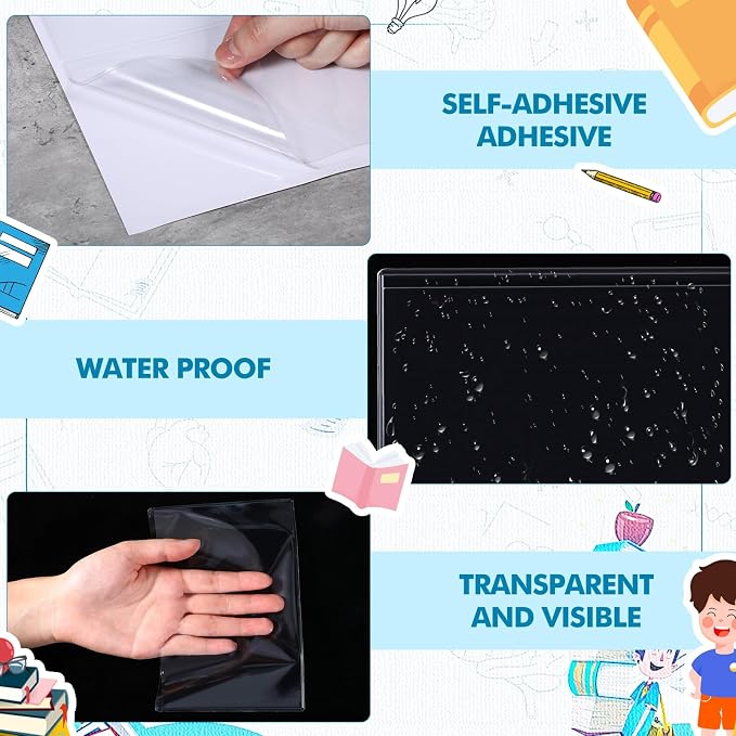 Outus 120 Pcs Self Adhesive Shop Ticket Holders Clear Plastic Sleeves Adhesive - Image 4