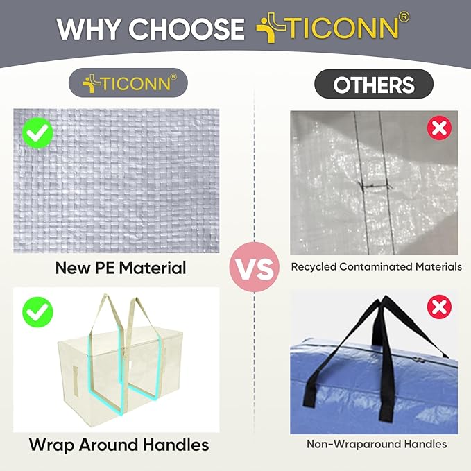 TICONN 6 Pack Extra Large Moving Bags Heavy Duty - Image 4