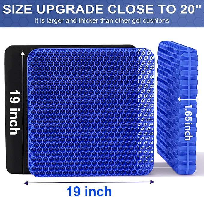 Super Large Gel Seat Cushion for Long Sitting Pressure Pain Relief | 19x19inch - Image 2