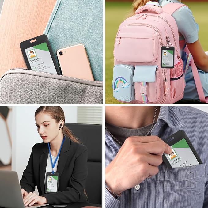 5 Pcs ID Badge Holder, Vertical Key Name Card Protector, Hard Plastic Cover - Image 6