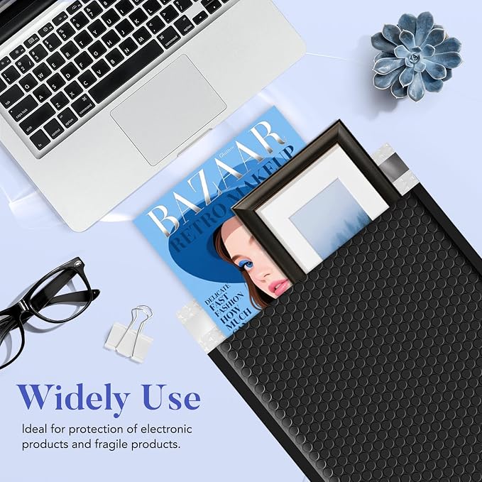 Fuxury Bubble Mailers 9.5x14.5" 25 Pack Black Large Padded Envelopes | Usable - Image 6