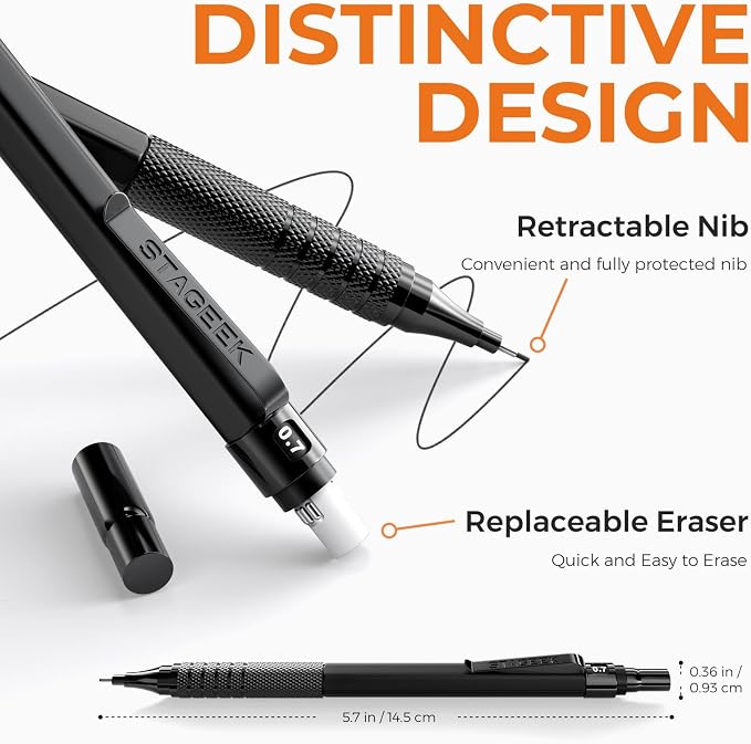 STAGEEK 25PCS Art Mechanical Pencil Set, Eraser - Image 3