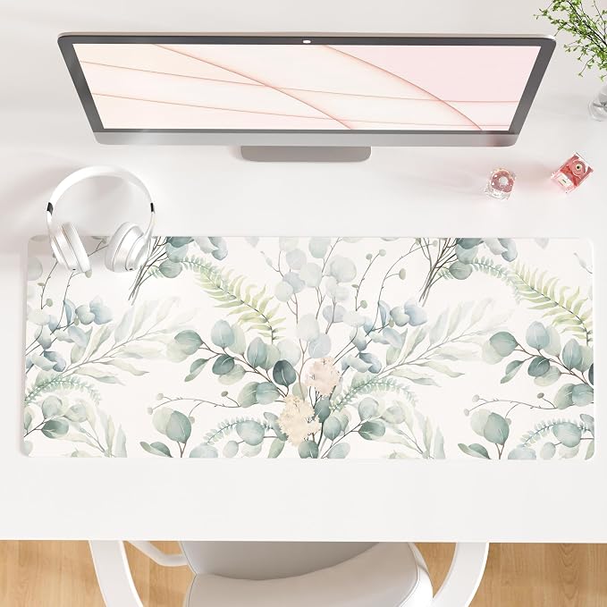 QIYI Large Mouse Pad for Desk, Cute Desk Mat for Desktop, Women Girls Green by QIYI