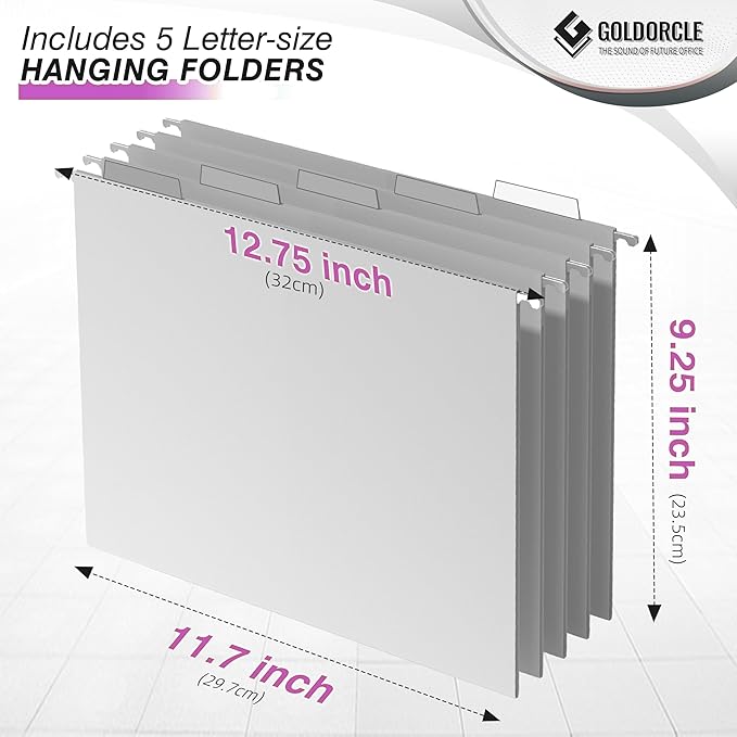 Hanging File Organizer, Letter-Size File Holder Filing Box - Image 5