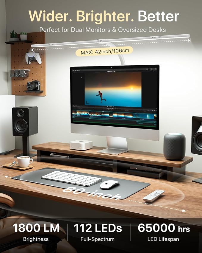 ONEMIX 42" LED Desk Lamp for Home Office, Eye-Caring Desk Light - Image 4