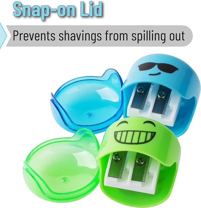 Mr. Pen- Pencil Sharpeners Manual, 6 Pack, Dual Hole | Smiley Handheld Pencil - Image 4