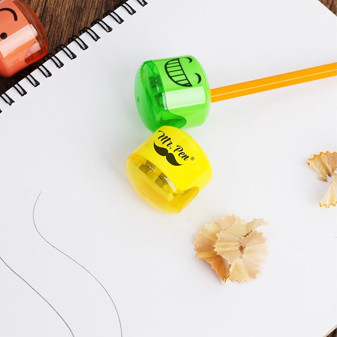 Mr. Pen- Pencil Sharpeners Manual, 6 Pack, Dual Hole | Smiley Handheld Pencil - Image 7