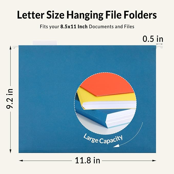 SUNEE Hanging File Folders, 6 Pack Letter Size Hanging File Folders - Image 5