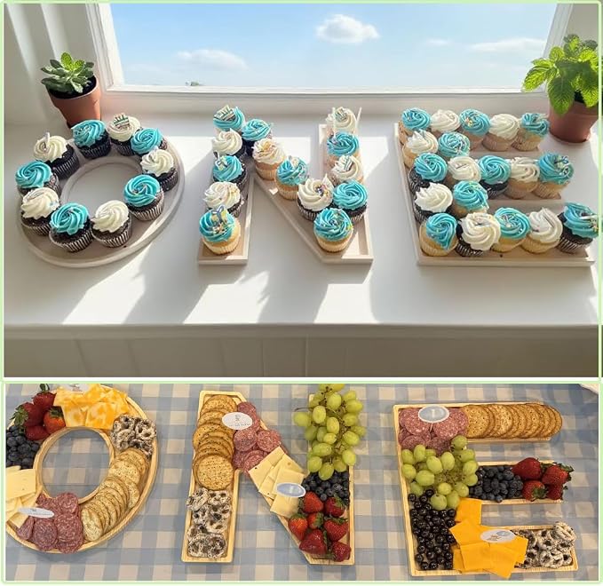 3PCS Larger Charcuterie Letter 12” ONE fillable Tray, Baby Serving Trays - Image 4