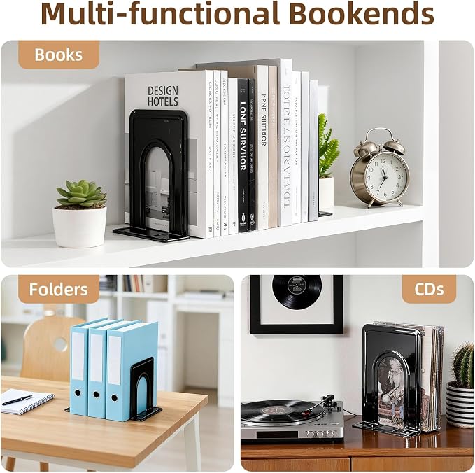 HappyHapi Book Ends, Metal Bookends - Image 6