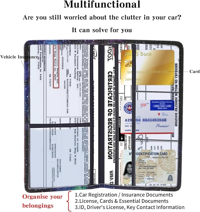 TILDOSAC 2-piece leather car registration and insurance card holder, car - Image 2