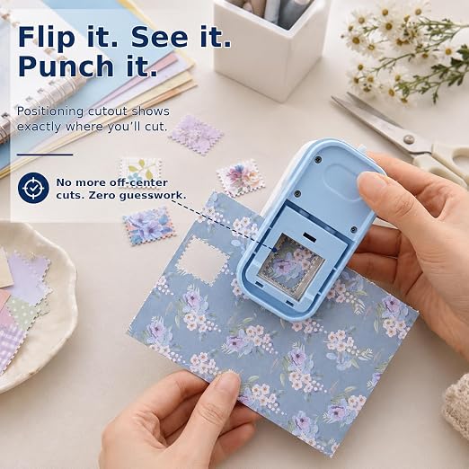 CYFUN DESIGN 2 Pcs Stamp Punch, 1x0.8 inch Postage Stamps Punch, Stamp Cutter - Image 2