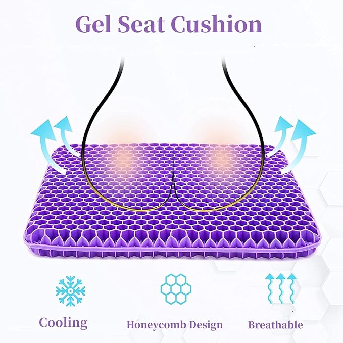 Gel Seat Cushion for Long Sitting, Double Thick Office Desk Home Wheelchair - Image 3
