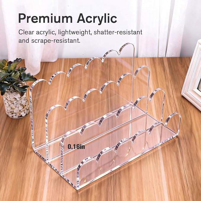 Acrylic Mail Organizer for Desk, 3-Compartment Clear Letter Sorter - Image 3