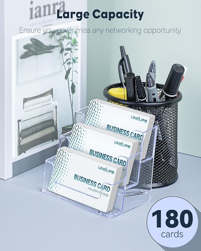 Uniclife 2 Pack Acrylic Business Card Holder - Image 2