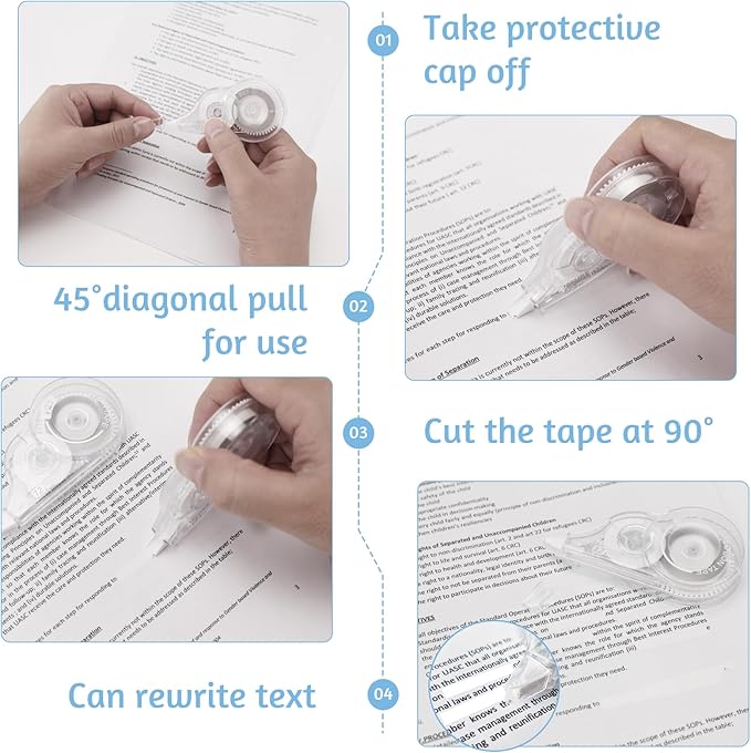 12 Pcs Correction Tape, 39.4 Ft White Wrong Out Tear-Resistant Bulk, Instant - Image 4